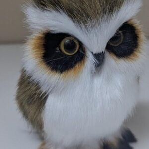 Plush Owl Toy for Small Pets - Brown and White